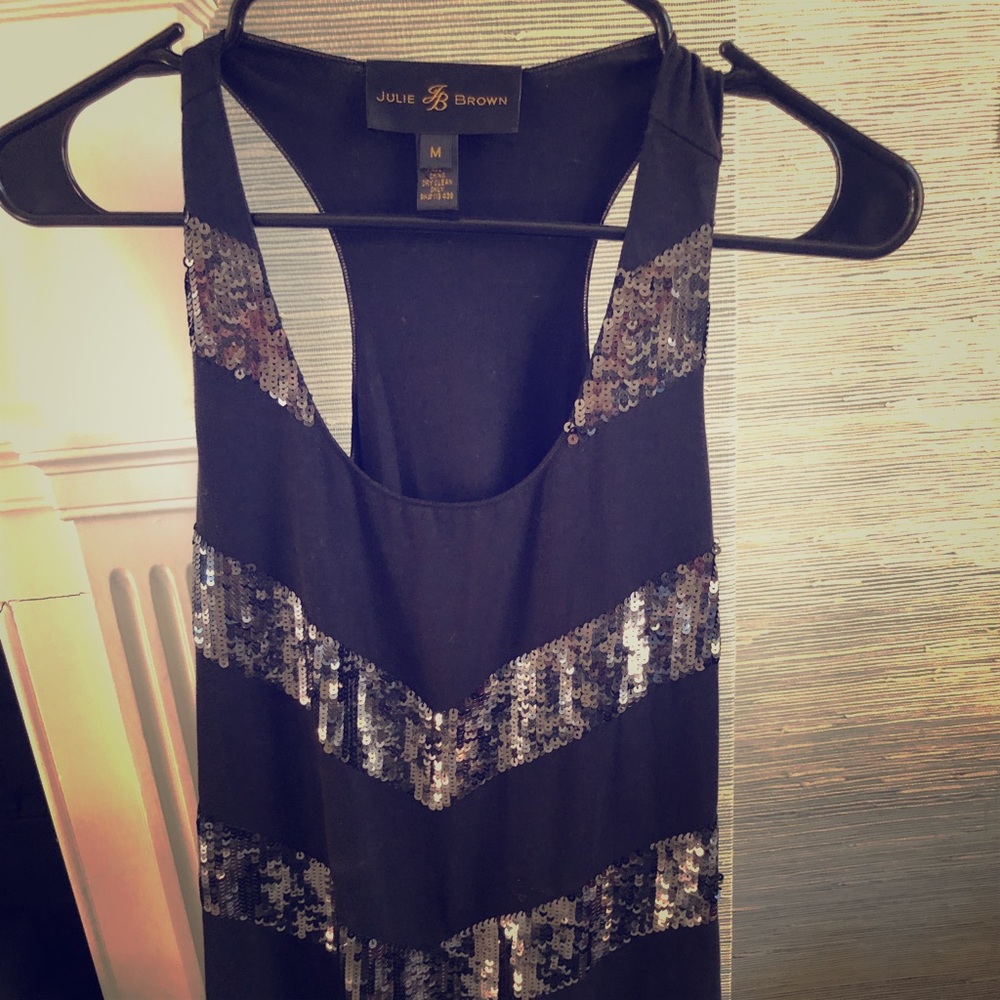 Julie Brown Black Sequin Top